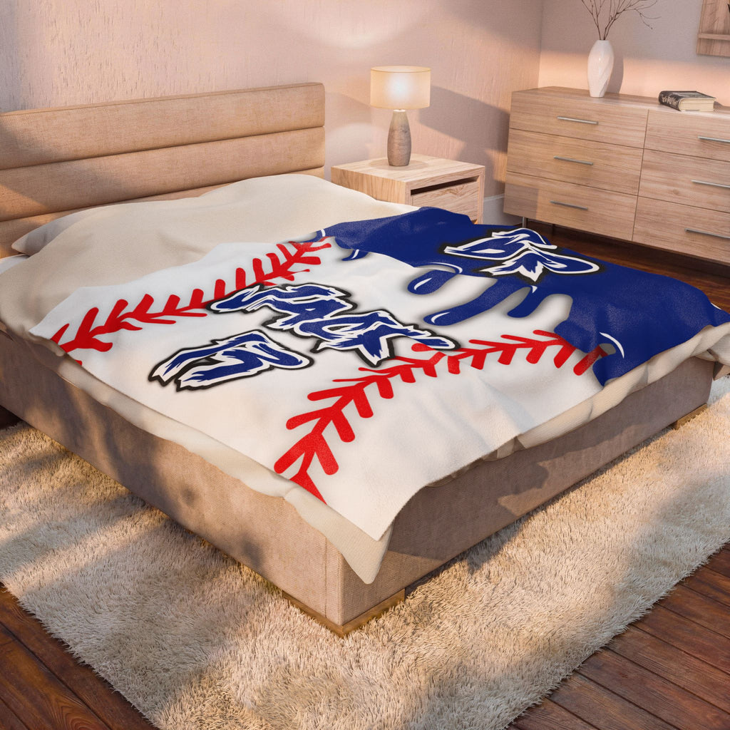Personalized Baseball Velveteen Plush Blanket — Custom Name & Number (Carter 2)