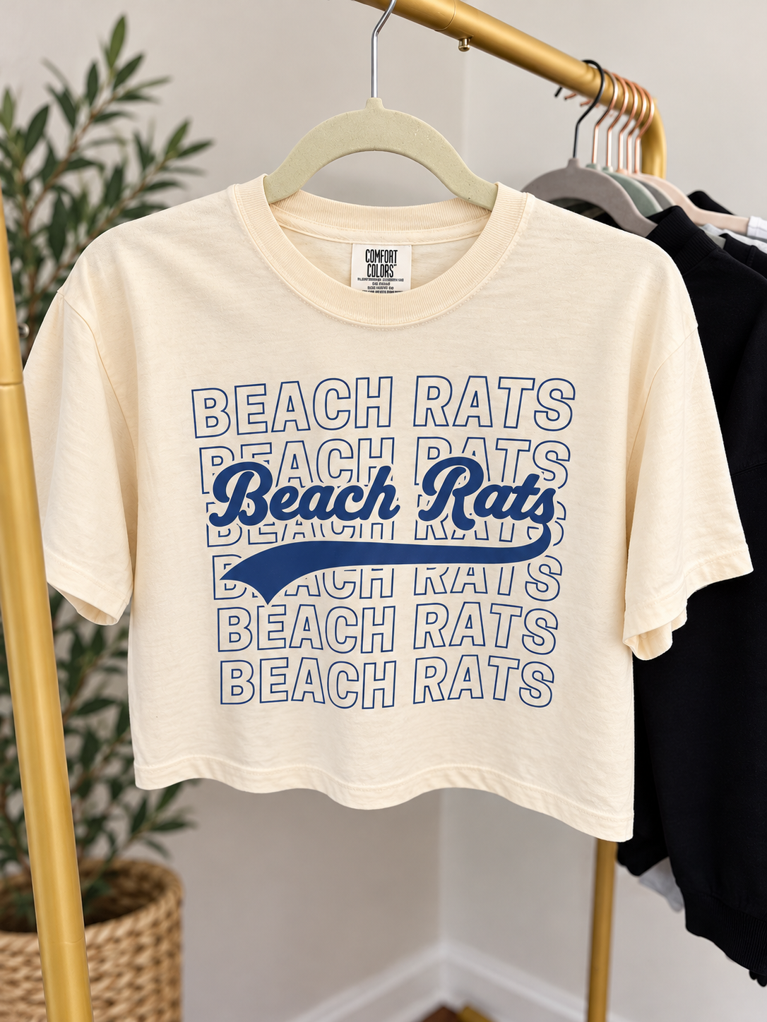 Beach Rats Cropped Tee | Ivory + Blue
