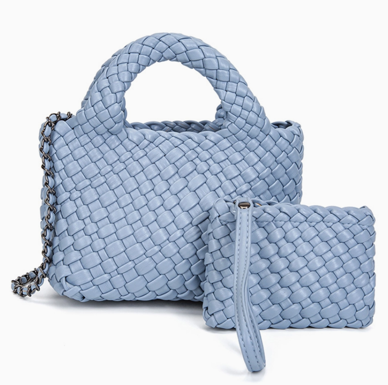 Handmade Leather Woven Mini Bucket Bag