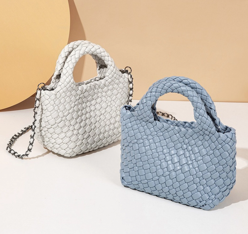 Handmade Leather Woven Mini Bucket Bag