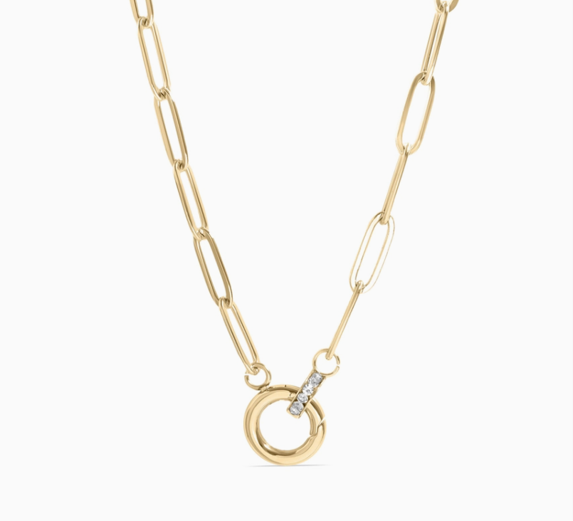 Paperclip Rhinestone Charm Holder Necklace